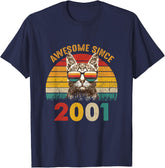 24th Birthday Vintage Cat Lover Gift Awesome Since 2001 Women