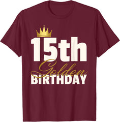 15th Golden Birthday Year Age Crown
