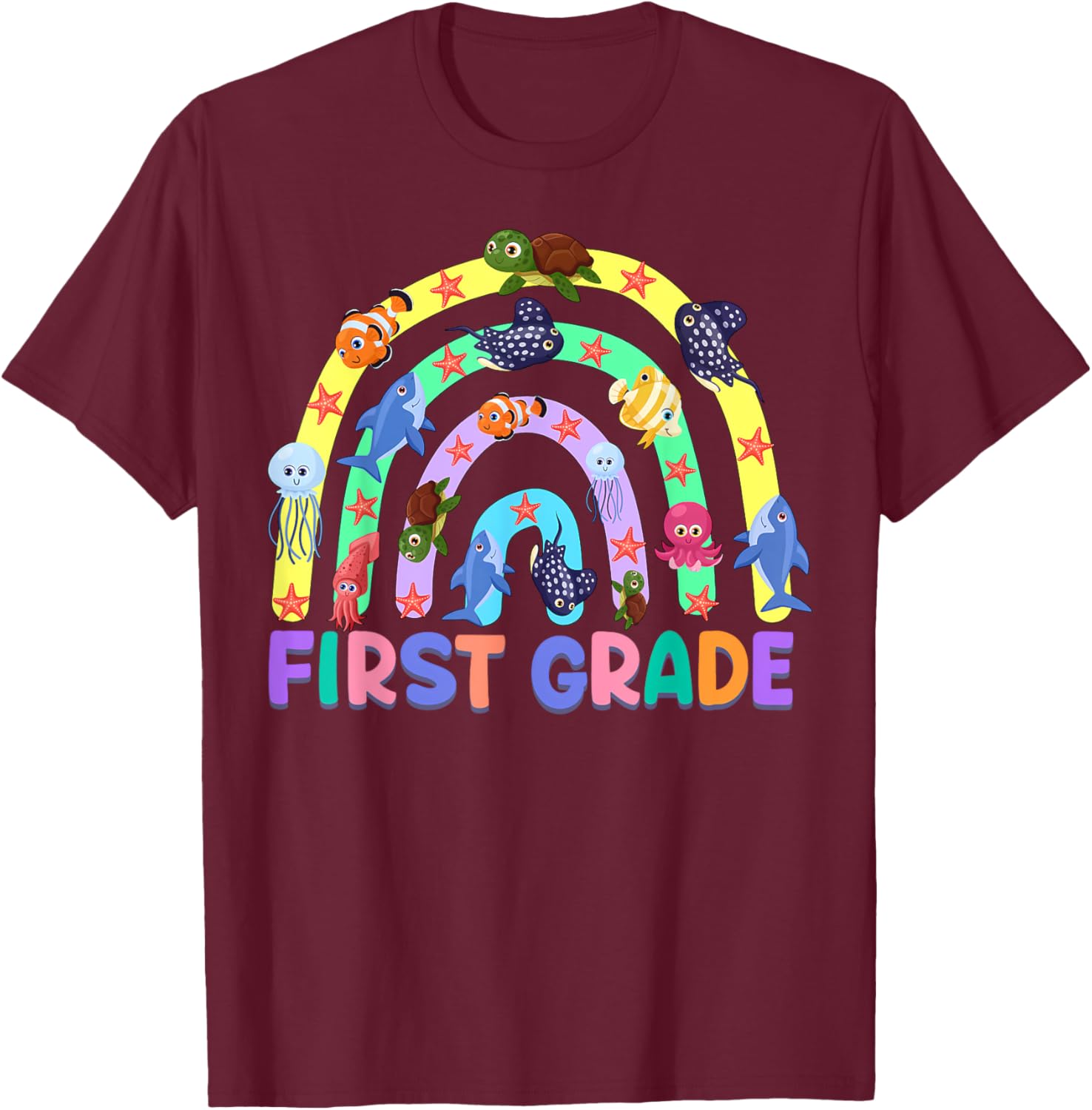 1St Grade Teacher Rainbow Ocean Animal First Grade Men Women Kids