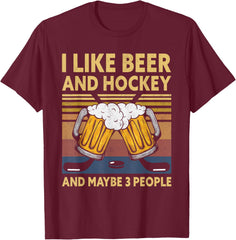 1970s Retro Vintage I Like Beer Hockey And Maybe 3 People