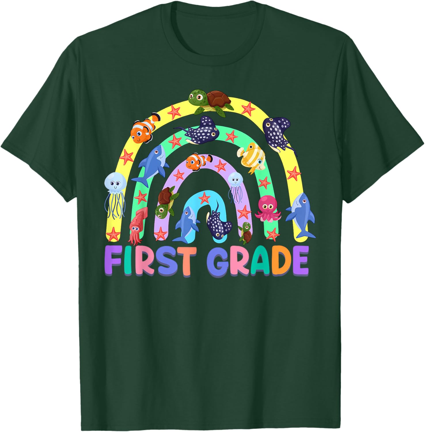 1St Grade Teacher Rainbow Ocean Animal First Grade Men Women Kids