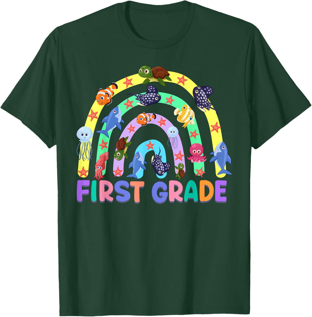 1St Grade Teacher Rainbow Ocean Animal First Grade Men Women Kids