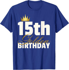 15th Golden Birthday Year Age Crown