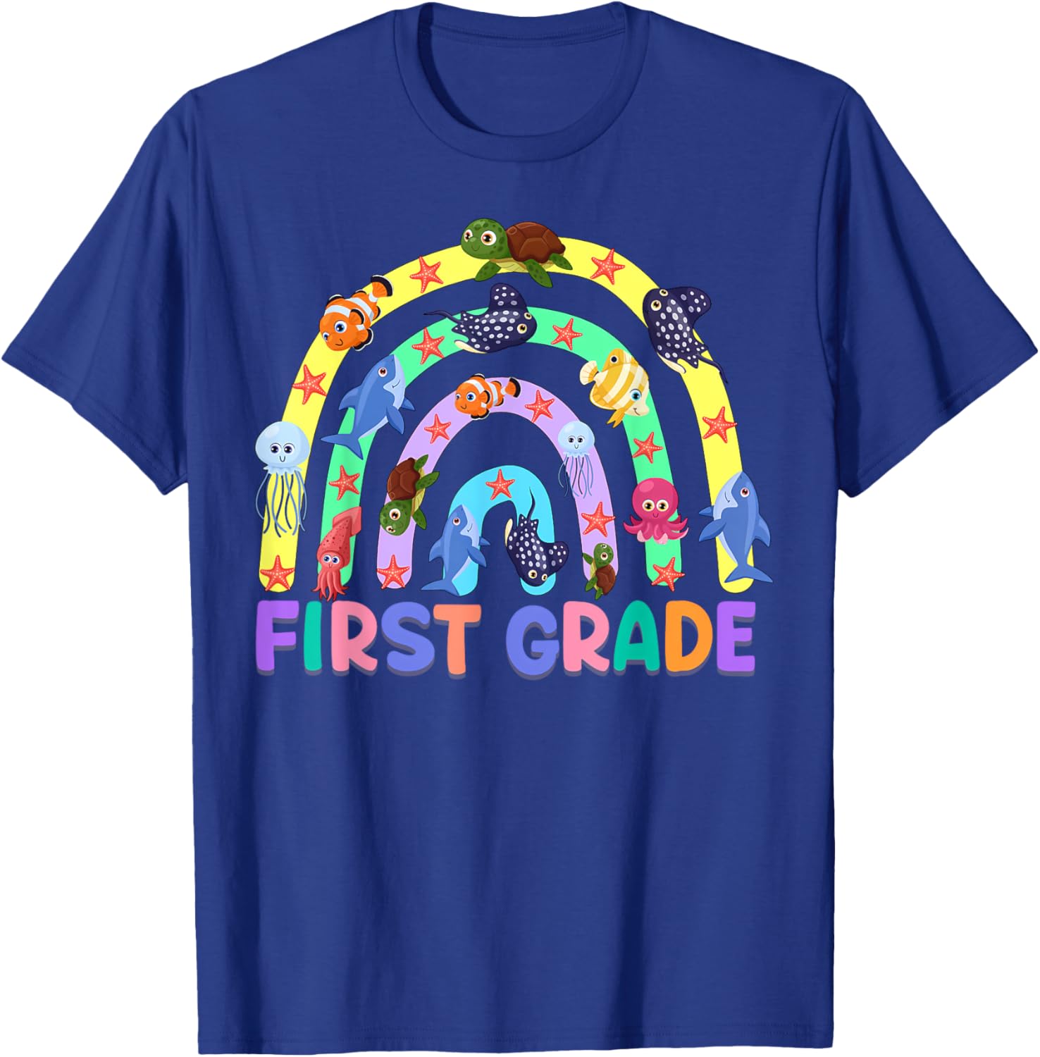 1St Grade Teacher Rainbow Ocean Animal First Grade Men Women Kids
