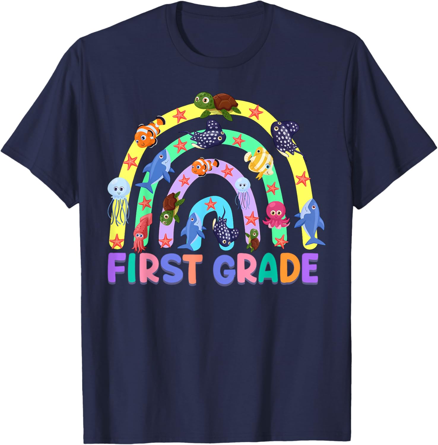 1St Grade Teacher Rainbow Ocean Animal First Grade Men Women Kids