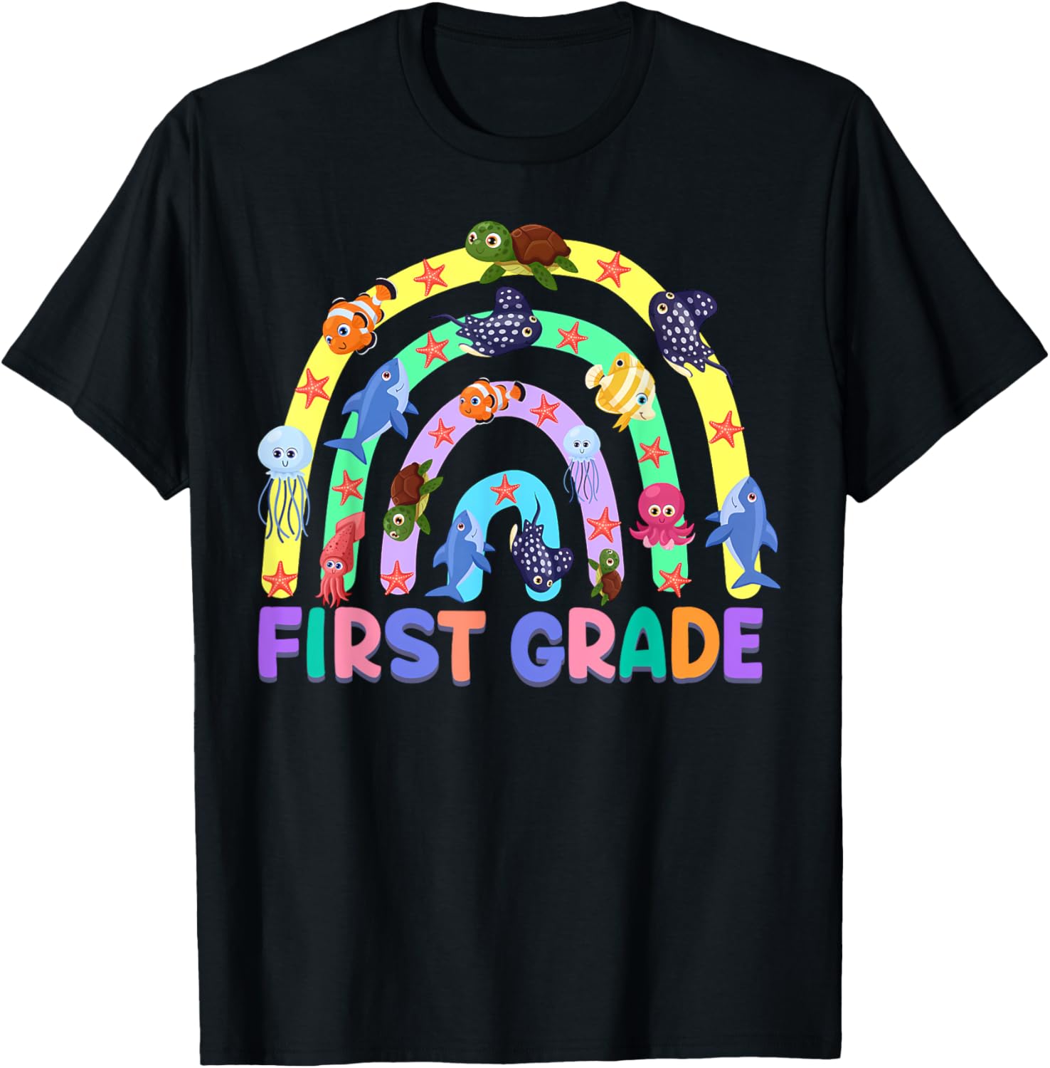 1St Grade Teacher Rainbow Ocean Animal First Grade Men Women Kids